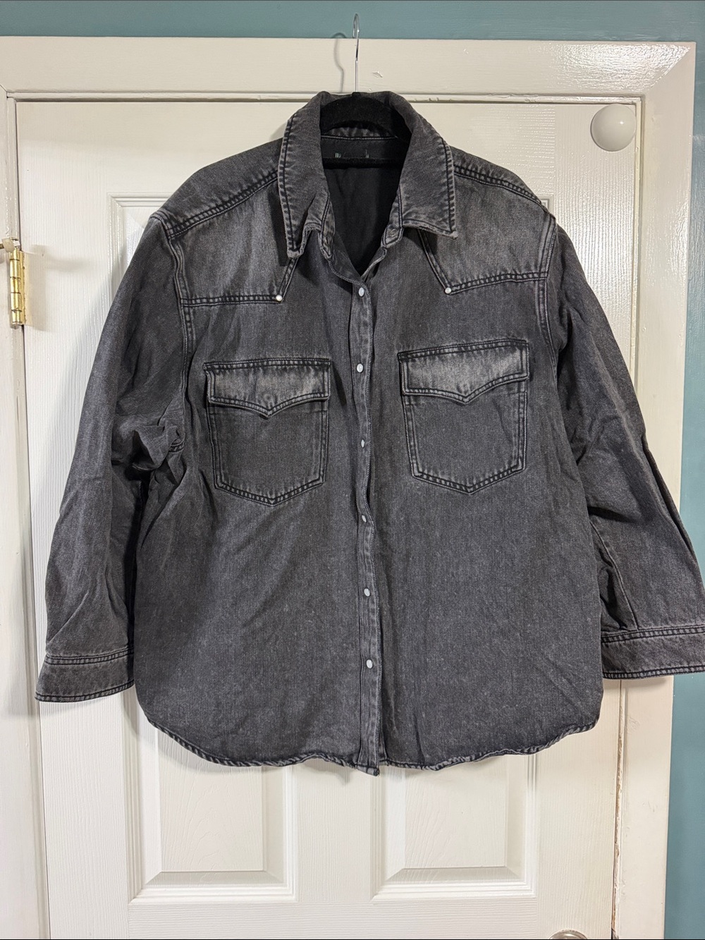 wild fable Black Washed Denim Shirt Jacket